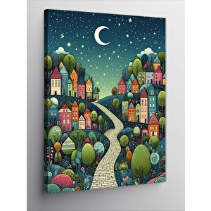 Kanvas Tablo Renkli Köy 50x70 cm