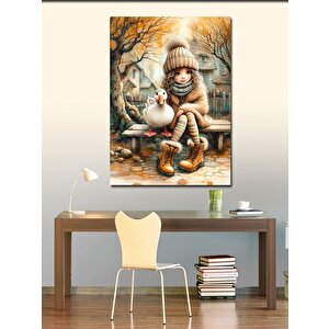 Kanvas Tablo Kaz Ve Kız Çocuğu 100x140 cm