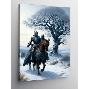 Kanvas Tablo Kar Üzerinde Atlı Askerler 100x140 cm