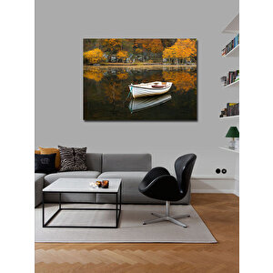 Kanvas Tablo Göl Ve Kayık Manzarası 50x70 cm