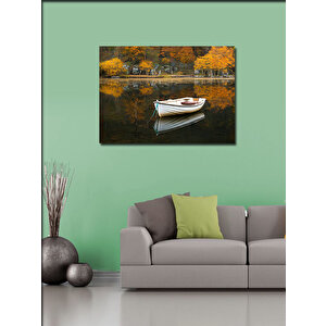 Kanvas Tablo Göl Ve Kayık Manzarası 50x70 cm