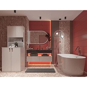 Çamaşır Makinesi Dolabı 004, Beyaz Beyaz
