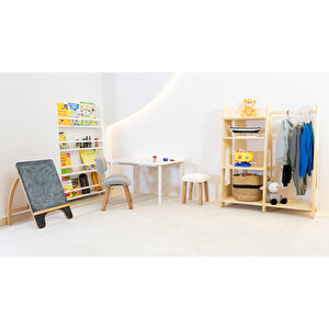 Montessori Çocuk Odası Ahşap Gardırop Ve Raf Ünitesi