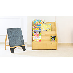 Montessori Çocuk Kitaplık, Ahşap 4 Raflı Kitap Düzenleyici