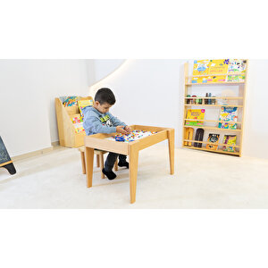 Montessori Ahşap Aktivite Ve Lego Masası Seti