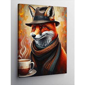 Kanvas Tablo Kahve İçen Tilki 50x70 cm