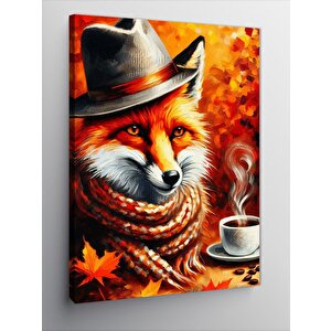 Kanvas Tablo Kahve İçen Tilki 50x70 cm