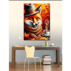 Kanvas Tablo Kahve İçen Tilki 50x70 cm