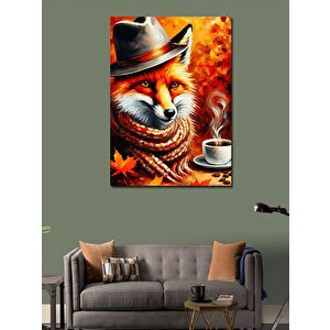 Kanvas Tablo Kahve İçen Tilki 50x70 cm