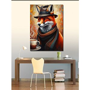 Kanvas Tablo Kahve İçen Tilki 70x100 cm