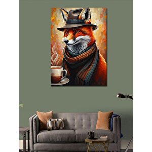 Kanvas Tablo Kahve İçen Tilki 70x100 cm