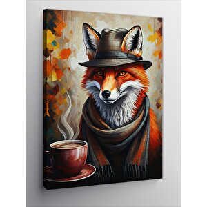 Kanvas Tablo Kahve İçen Tilki 70x100 cm