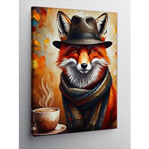 Kanvas Tablo Kahve İçen Tilki 50x70 cm