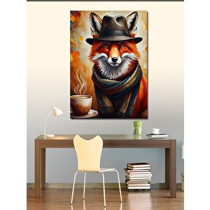 Kanvas Tablo Kahve İçen Tilki 50x70 cm