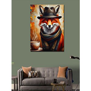 Kanvas Tablo Kahve İçen Tilki 50x70 cm