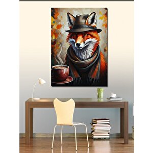 Kanvas Tablo Kahve İçen Tilki 50x70 cm