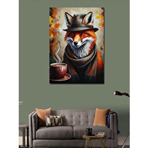 Kanvas Tablo Kahve İçen Tilki 50x70 cm