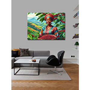 Kanvas Tablo Kahve Hasadı Kadın 100x140 cm
