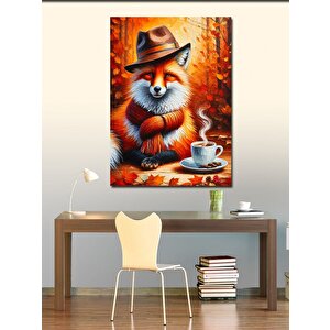 Kanvas Tablo Kahve İçen Tilki 50x70 cm