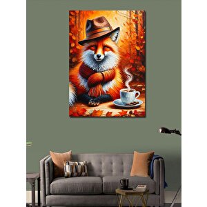 Kanvas Tablo Kahve İçen Tilki 50x70 cm