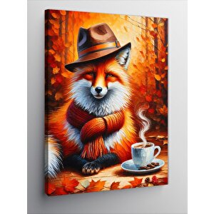 Kanvas Tablo Kahve İçen Tilki 70x100 cm