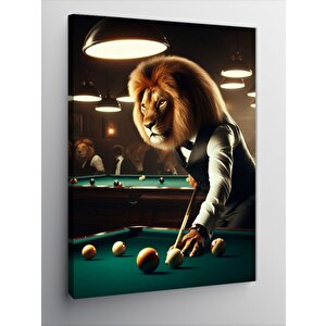 Kanvas Tablo Bilardo Oynayan Aslan 70x100 cm
