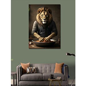 Kanvas Tablo Çiğköfte Yapan Aslan 70x100 cm
