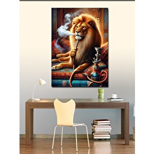 Kanvas Tablo Nargile İçen Aslan 100x140 cm