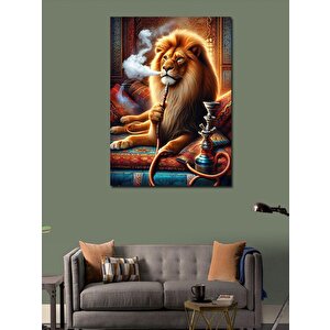 Kanvas Tablo Nargile İçen Aslan 100x140 cm