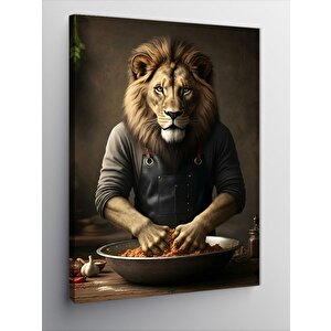 Kanvas Tablo Çiğköfte Yapan Aslan 50x70 cm