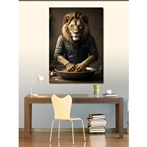 Kanvas Tablo Çiğköfte Yapan Aslan 50x70 cm