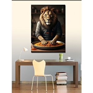 Kanvas Tablo Çiğköfte Yapan Aslan 100x140 cm