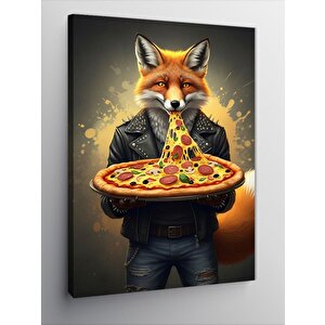 Kanvas Tablo Pizza Yiyen Tilki 100x140 cm