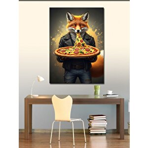 Kanvas Tablo Pizza Yiyen Tilki 100x140 cm