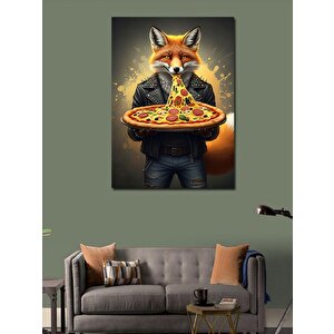 Kanvas Tablo Pizza Yiyen Tilki 100x140 cm