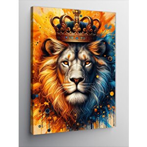 Kanvas Tablo Taçlı Aslan Portresi 50x70 cm