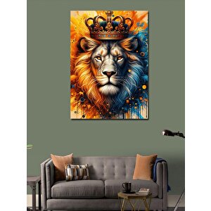 Kanvas Tablo Taçlı Aslan Portresi 70x100 cm