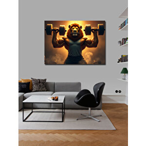 Kanvas Tablo Ağırlık Kaldıran Aslan 70x100 cm