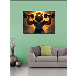Kanvas Tablo Ağırlık Kaldıran Aslan 70x100 cm