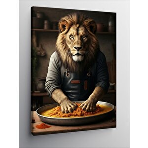 Kanvas Tablo Çiğköfte Yapan Aslan 70x100 cm