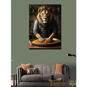 Kanvas Tablo Çiğköfte Yapan Aslan 70x100 cm
