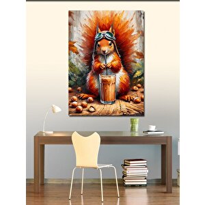 Kanvas Tablo Soğuk Kahve Ve Sincap 50x70 cm