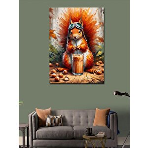 Kanvas Tablo Soğuk Kahve Ve Sincap 70x100 cm