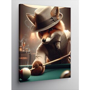 Kanvas Tablo Bilardo Oynayan Tilki 100x140 cm
