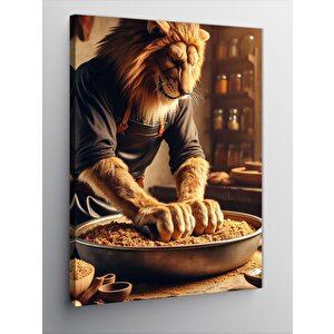 Kanvas Tablo Çiğköfte Yoğuran Aslan 100x140 cm