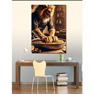 Kanvas Tablo Çiğköfte Yoğuran Aslan 100x140 cm