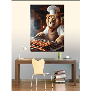 Kanvas Tablo Kebap Yapan Aslan 100x140 cm