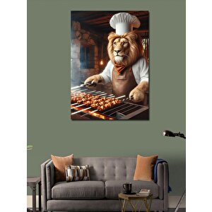 Kanvas Tablo Kebap Yapan Aslan 100x140 cm