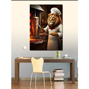 Kanvas Tablo Döner Keserken Aslan 100x140 cm