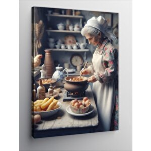 Kanvas Tablo Mutfakta Büyükanne 70x100 cm